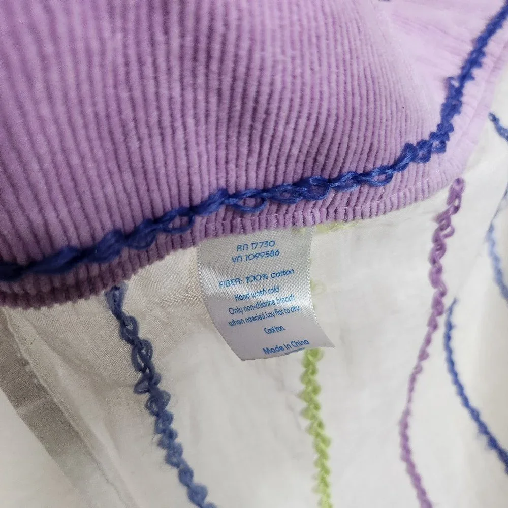 2 Set Target Colorful Girls Sheer White Purple Corduroy Trim Curtains